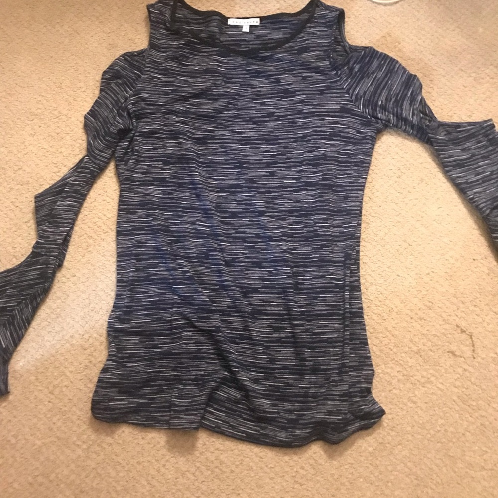 Red Haute long sleeve cold shoulder and elbow top